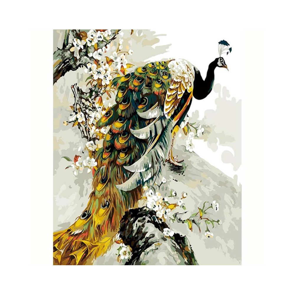 Golden Peacock in Blossoms - 40x50 cm paint by numbers kit