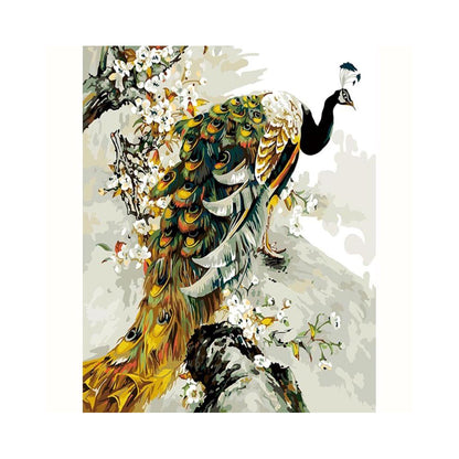 Golden Peacock in Blossoms - 40x50 cm paint by numbers kit