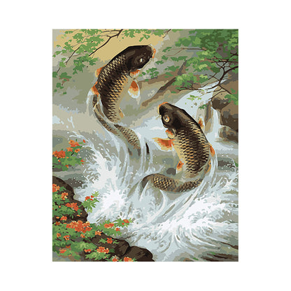 Koi Leaping Waterfall - 40x50 cm paint by numbers kit