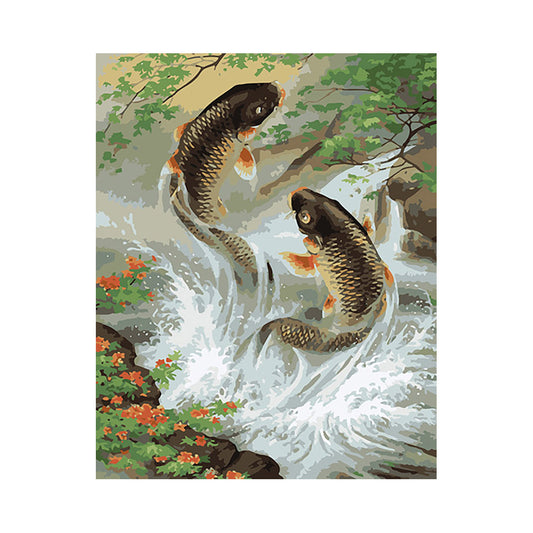 Koi Leaping Waterfall - 40x50 cm paint by numbers kit
