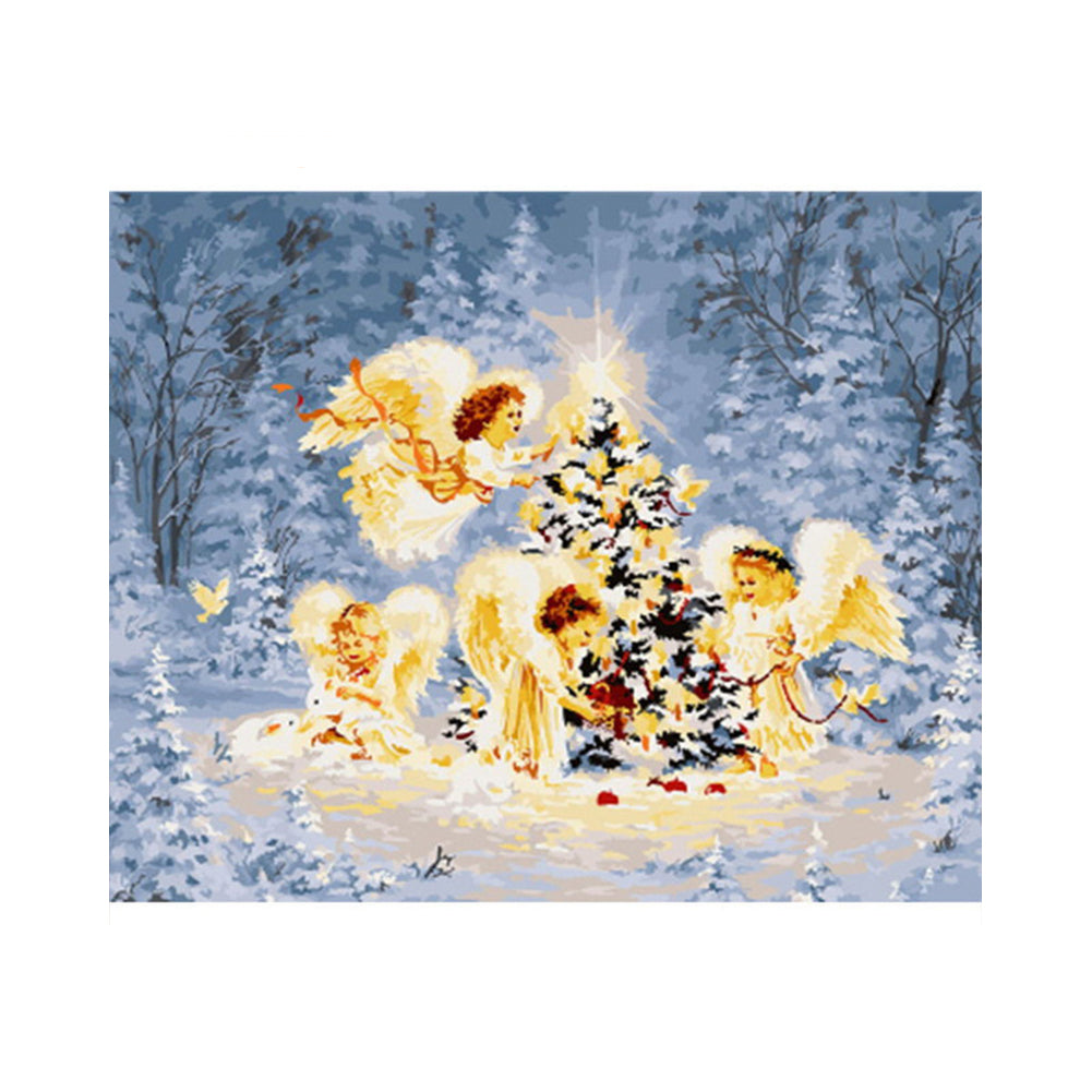 Christmas Angels in Snow - 40x50 cm paint by numbers kit