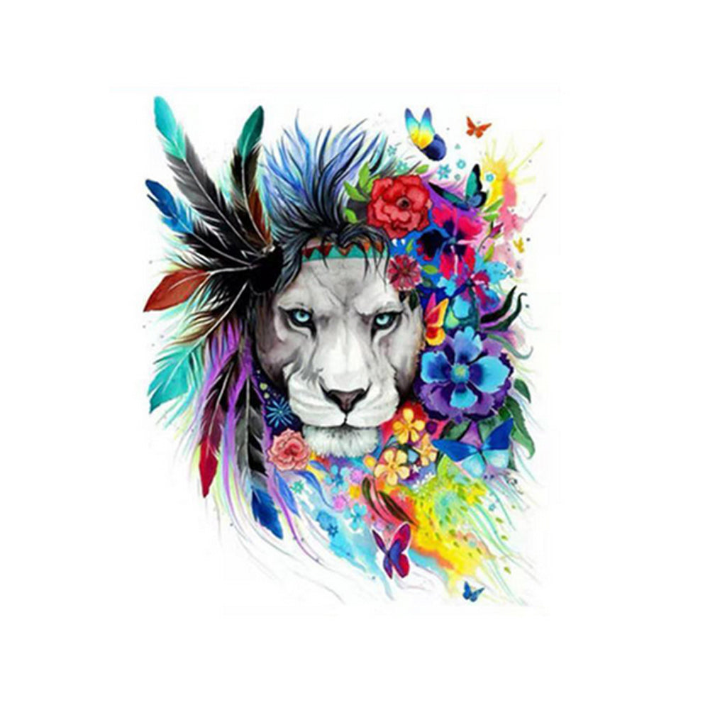 Floral White Lion - 40x50 cm paint by numbers kit