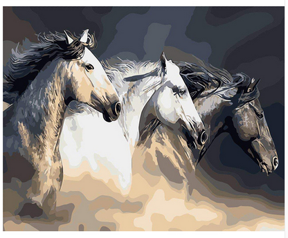 Three Horses in the Wind - 40x50 cm paint by numbers kit