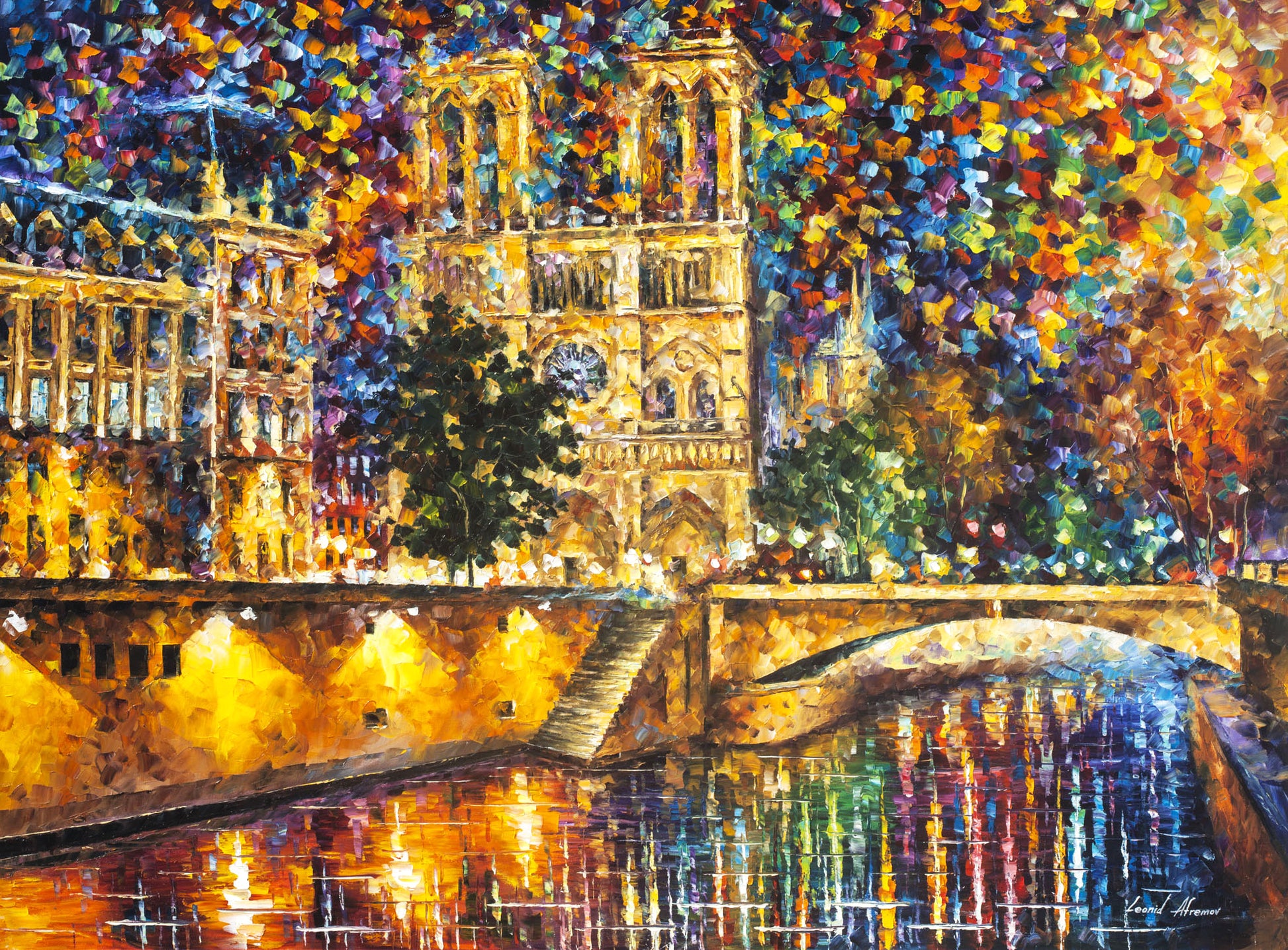 Notre Dame Night Reflections - 40x50 cm paint by numbers kit
