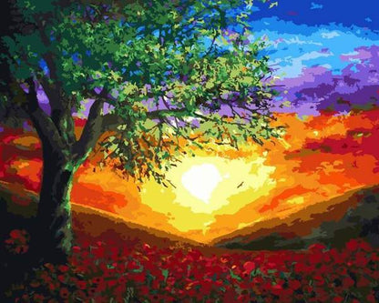Sunset Poppy Valley - 40x50 cm paint by numbers kit