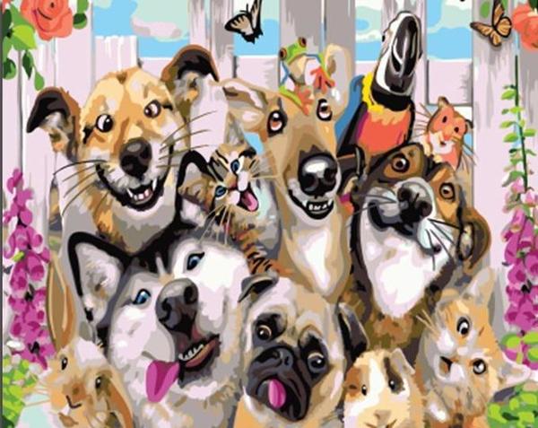 Happy Pet Gathering - 40x50 cm paint by numbers kit