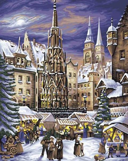 Winter Christmas Market - 40x50 cm paint by numbers kit