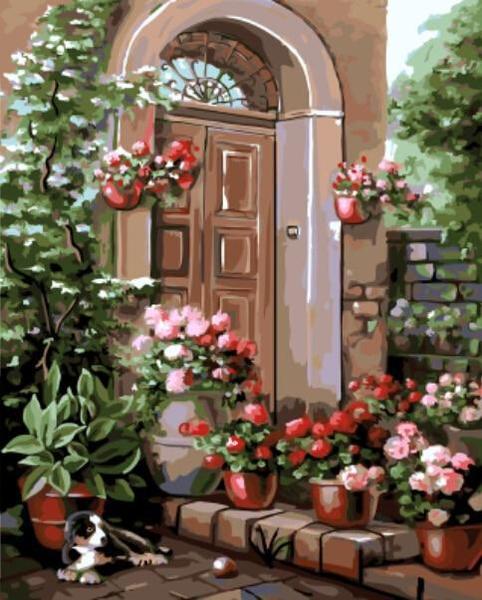 Flower Filled Garden Door - 40x50 cm paint by numbers kit