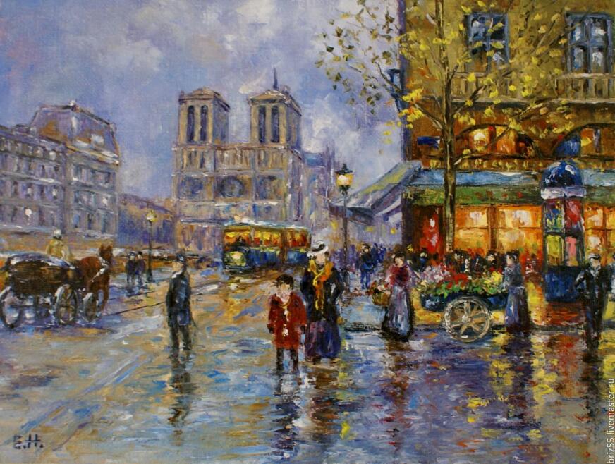 Vintage Paris Cathedral Street - 40x50 cm paint by numbers kit