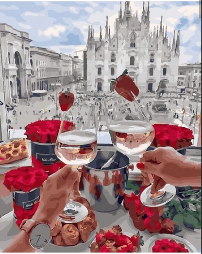 Rooftop Toast in Milan - 40x50 cm paint by numbers kit