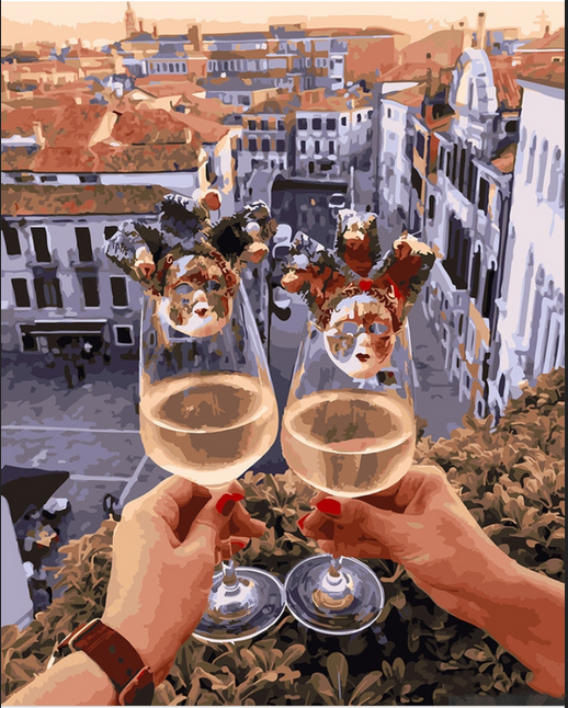 Romantic Rooftop Toast - 40x50 cm paint by numbers kit