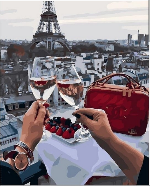 Paris Rooftop Wine - 40x50 cm paint by numbers kit