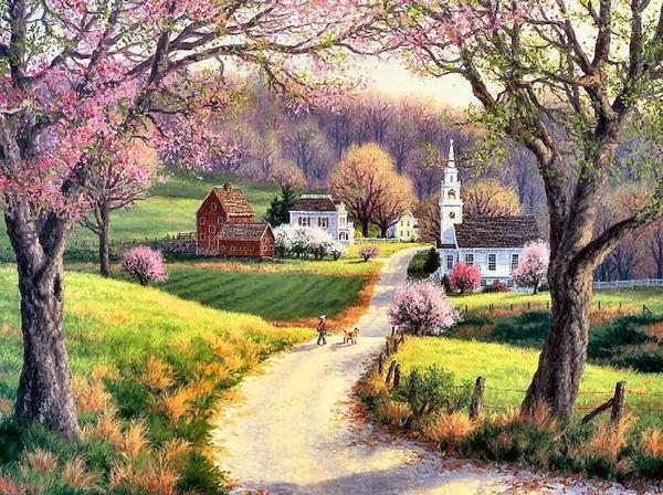Springtime Country Road - 40x50 cm paint by numbers kit