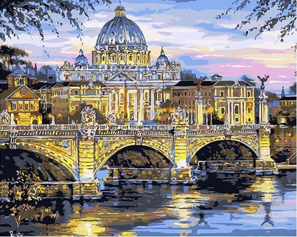 St Peters Basilica at Sunset - 40x50 cm paint by numbers kit