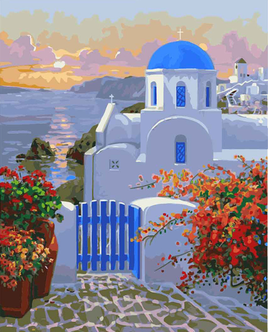 Santorini Sunset Church - 40x50 cm paint by numbers kit
