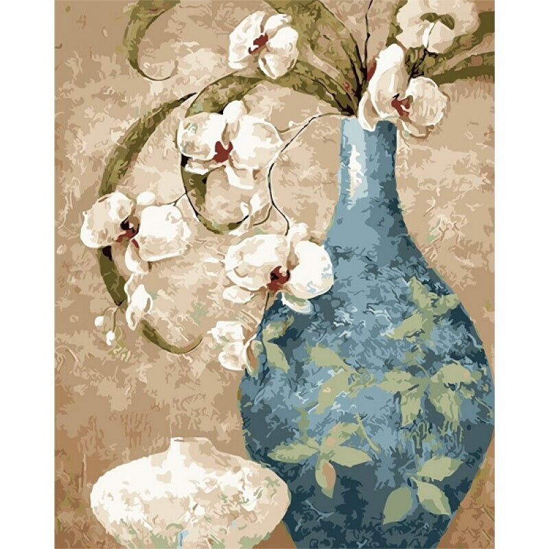 Blue Vase with White Orchids - 40x50 cm paint by numbers kit