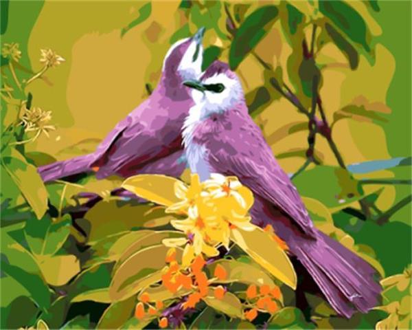 Purple Birds in Bloom - 40x50 cm paint by numbers kit