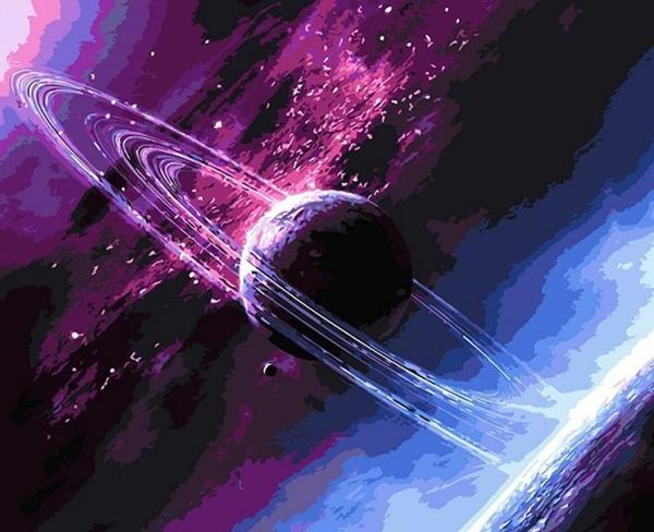 Cosmic Ringed Planet - 40x50 cm paint by numbers kit