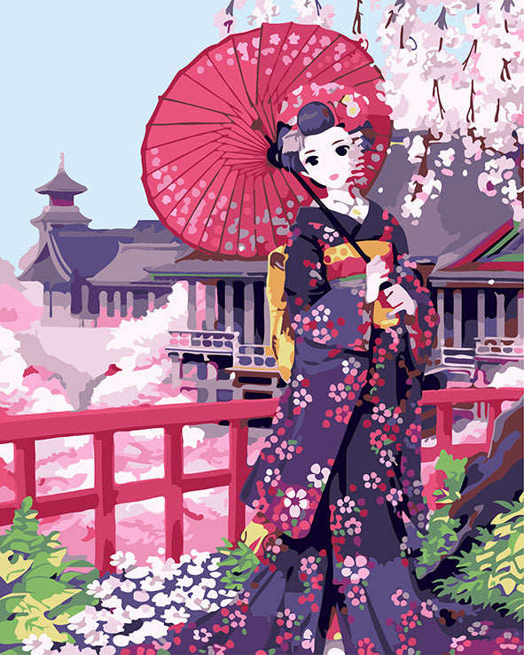 Cherry Blossom Geisha - 40x50 cm paint by numbers kit