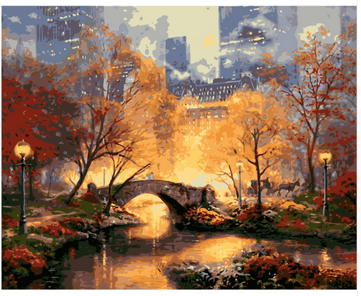 Golden Autumn City Park - 40x50 cm paint by numbers kit