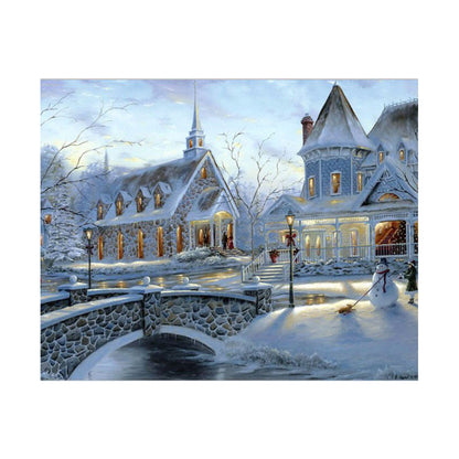 Snowy Village Church - 40x50 cm paint by numbers kit