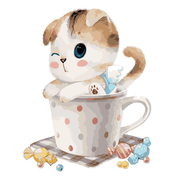 Sweet Kitten in a Teacup - 40x50 cm paint by numbers kit