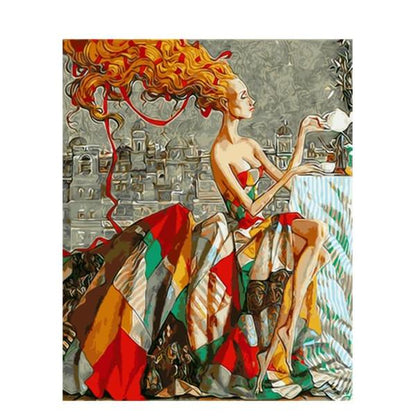 Elegant Red Haired Woman - 40x50 cm paint by numbers kit