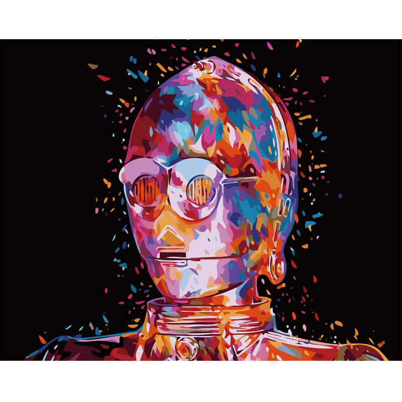 Colorful Golden Space Droid - 40x50 cm paint by numbers kit