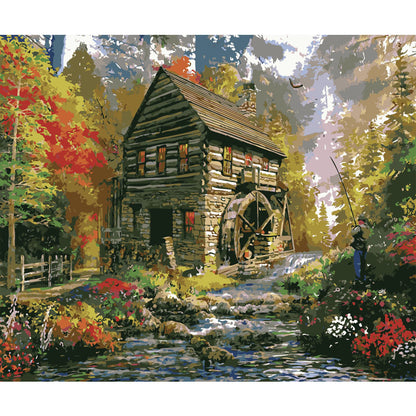 Autumn Watermill Cottage - 40x50 cm paint by numbers kit
