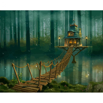 Forest Bridge to the Treehouse - 40x50 cm paint by numbers kit