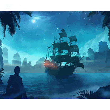 Moonlit Pirate Ship - 40x50 cm paint by numbers kit
