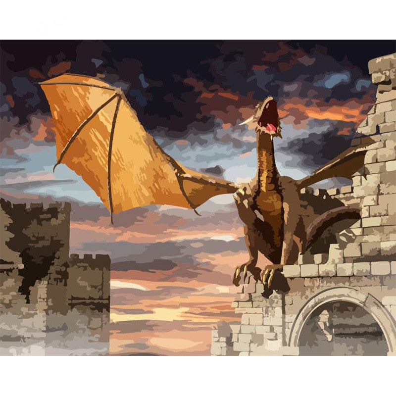 Dragon Over the Castle - 40x50 cm paint by numbers kit