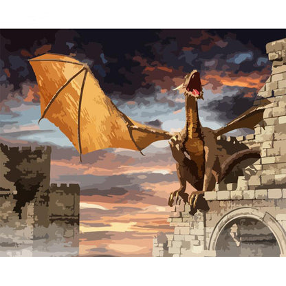Dragon Over the Castle - 40x50 cm paint by numbers kit
