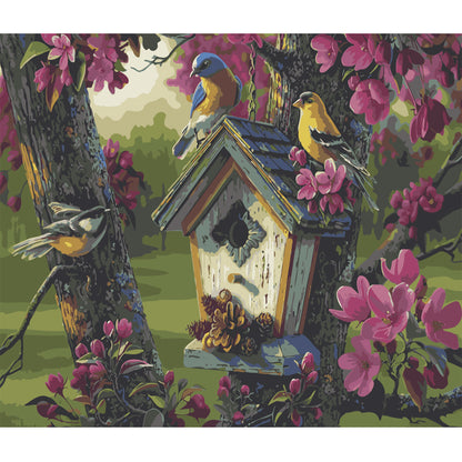 Spring Birds and Birdhouse - 40x50 cm paint by numbers kit