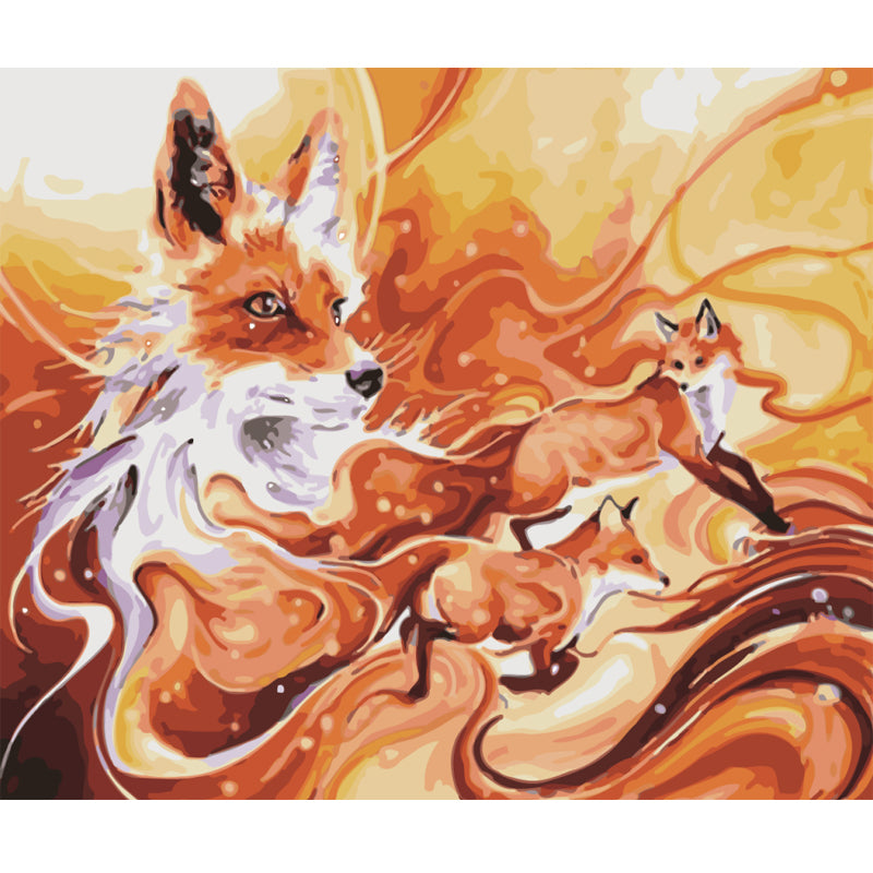 Three Foxes in Autumn Swirls - 40x50 cm paint by numbers kit