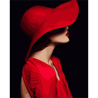 Lady in Red Hat - 40x50 cm paint by numbers kit