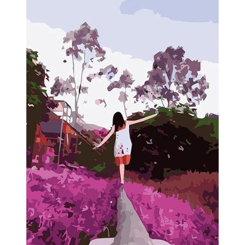 Girl in Purple Flower Field - 40x50 cm paint by numbers kit