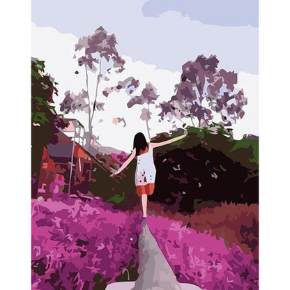 Girl in Purple Flower Field - 40x50 cm paint by numbers kit