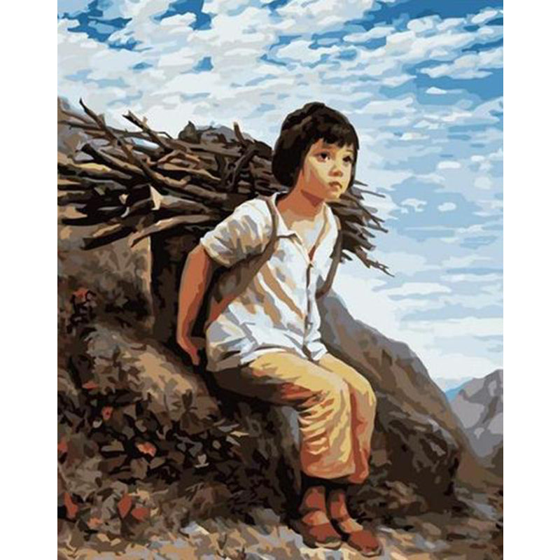 Young Firewood Gatherer - 40x50 cm paint by numbers kit