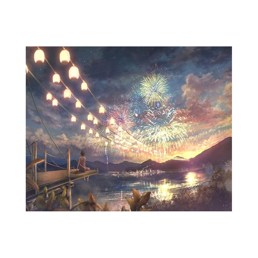 Fireworks Over the Lake - 40x50 cm paint by numbers kit