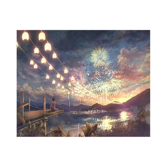 Fireworks Over the Lake - 40x50 cm paint by numbers kit