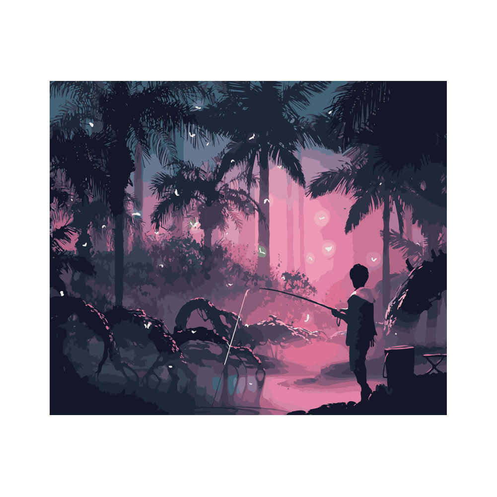 Pink Forest Fishing - 40x50 cm paint by numbers kit