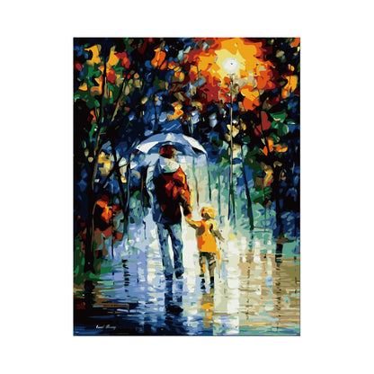 Rainy Walk with Dad - 40x50 cm paint by numbers kit