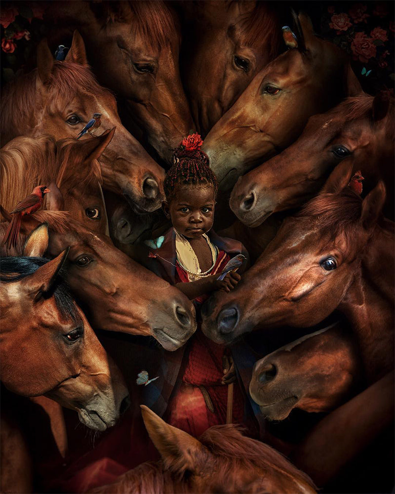 Child Among Horses - 40x50 cm paint by numbers kit