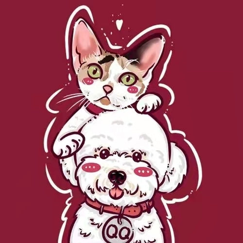 Cat and Dog Best Friends - 40x50 cm paint by numbers kit