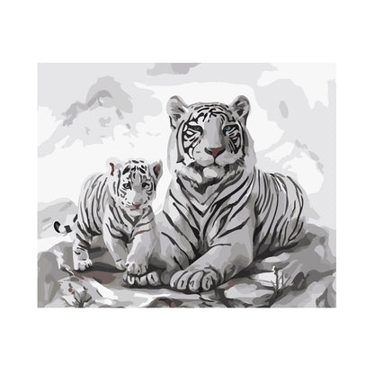 White Tiger and Cub - 40x50 cm paint by numbers kit