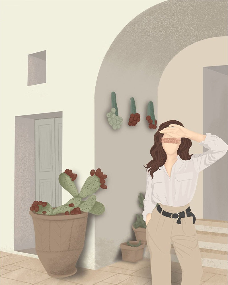Sunny Cactus Courtyard - 40x50 cm