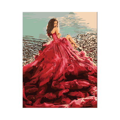 Lady in Crimson Gown - 40x50 cm paint by numbers kit