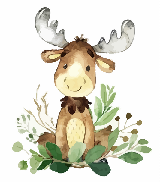 Cute Woodland Moose paint by numbers kit
