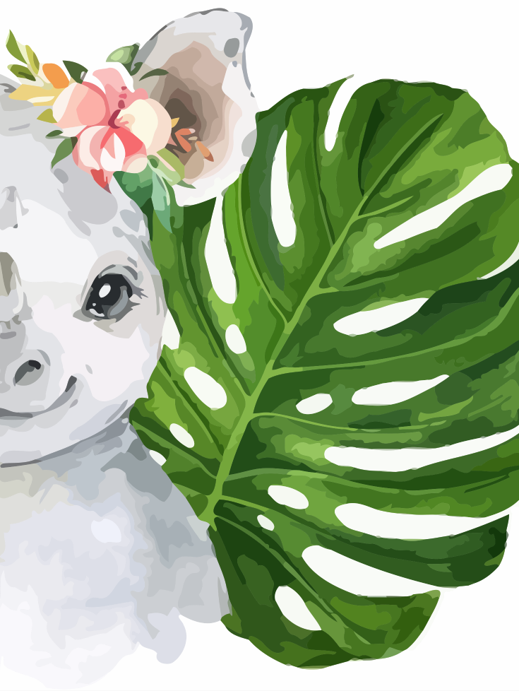 Tropical Hippo Bloom - 40x50 cm paint by numbers kit